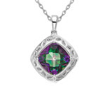 4.25 Carat (ctw) Mystic Fire Topaz Pendant Necklace in Sterling Silver with Chain